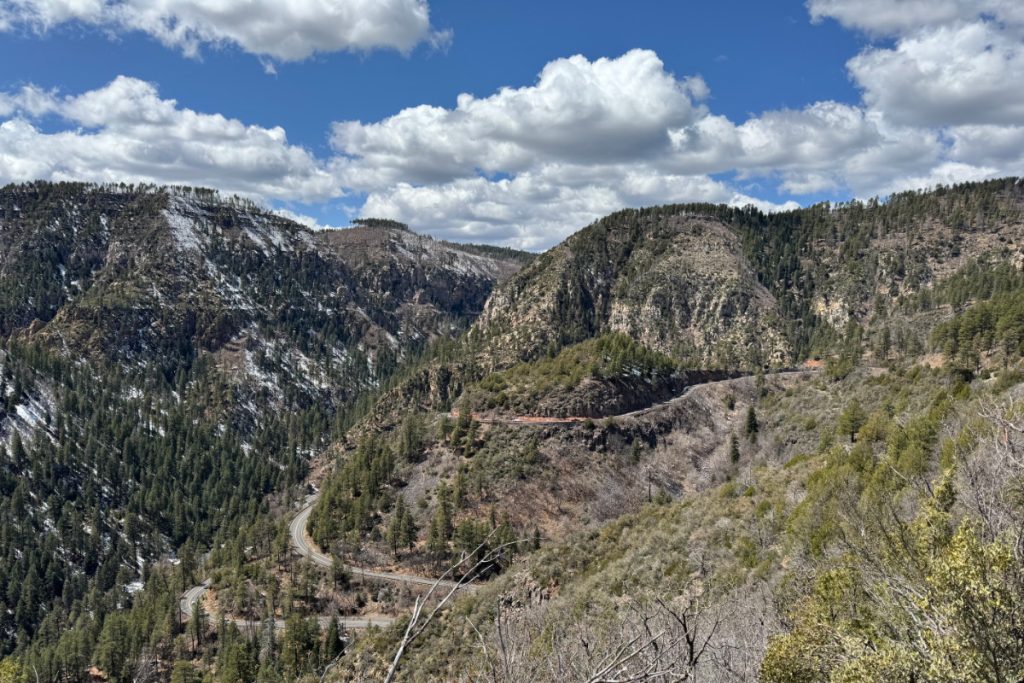 Winding mountain road taken from Highway 89A to Flagstaff