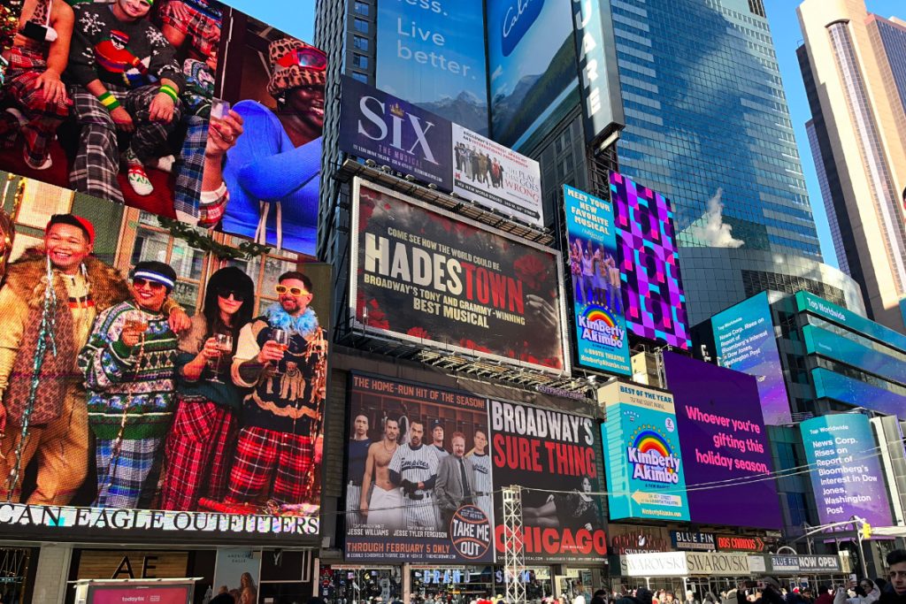 Various digital advertising billboards in Times Square, New York