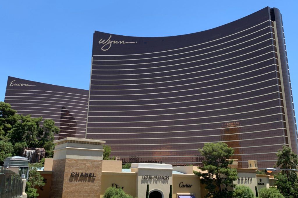 Wynn and Encore hotels in Las Vegas with high-end shops in the foreground